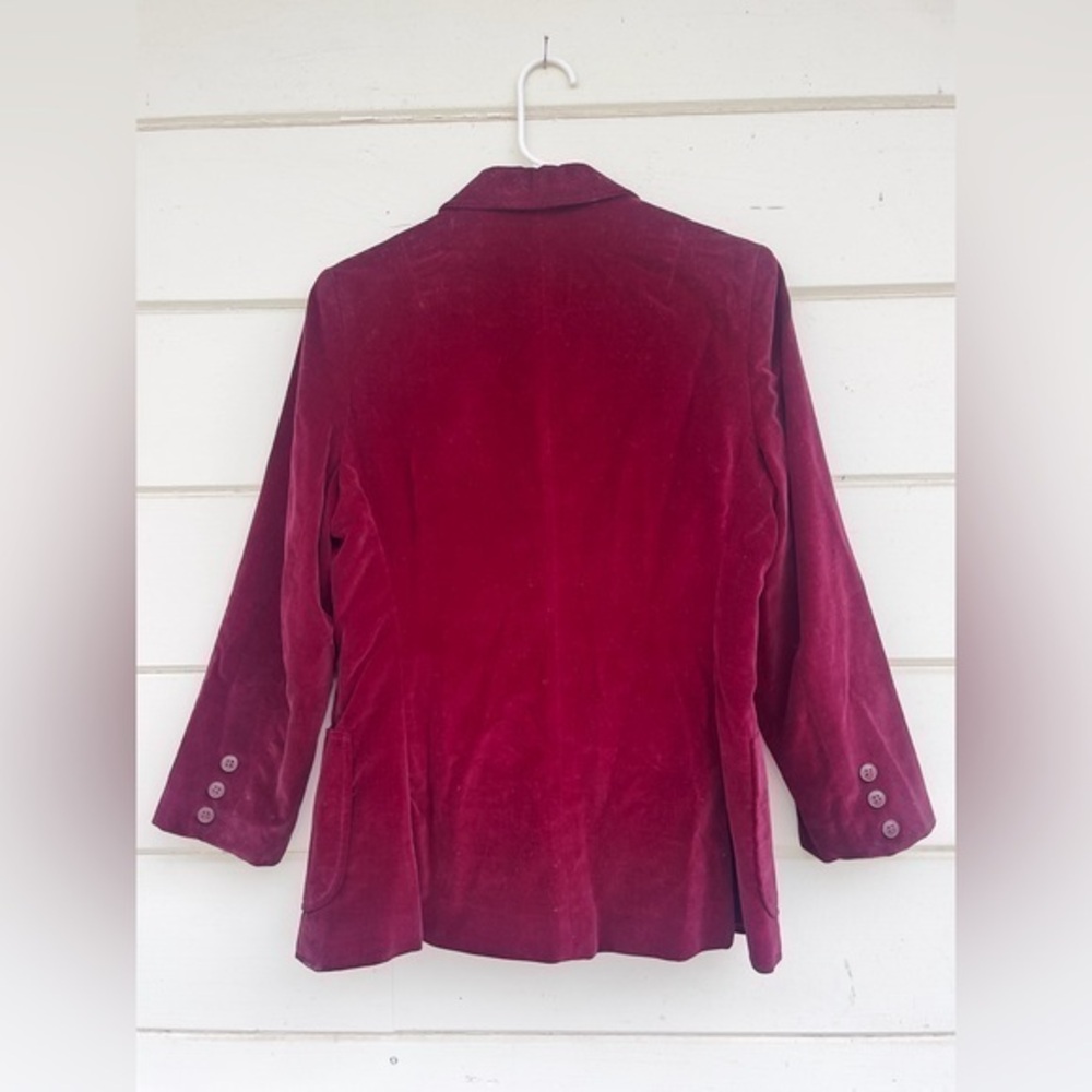 Vintage Checkpoint of California: Burgundy‎ Velvet Blazer size 13/14 - Picture 2 of 7